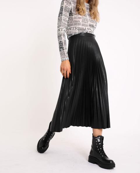 Jupe Plissée Simili Cuir