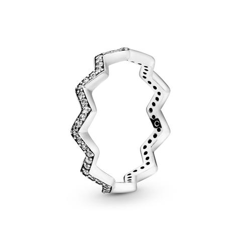 Pandora Shimmering Zigzag Ring - Sterling Silver / Clear