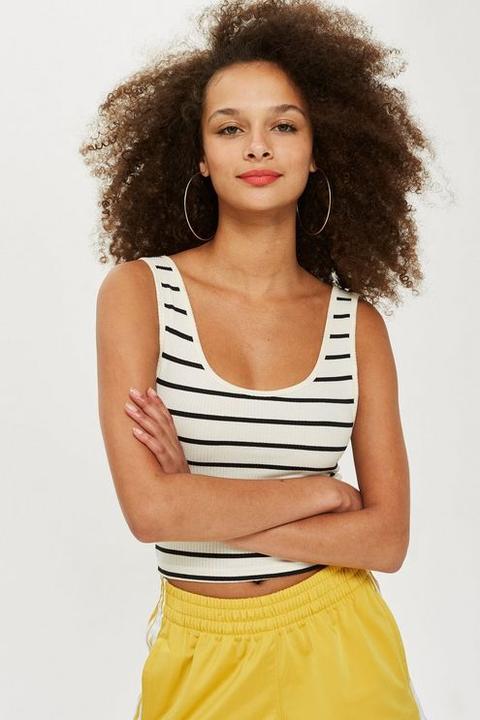 Womens Monochrome Striped Scoop Back Vest - Monochrome, Monochrome
