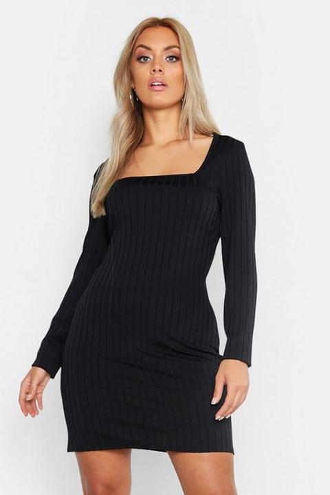 square neck long sleeve bodycon dress