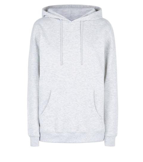 Pale Grey Long Sleeve Jersey Hoodie New Look