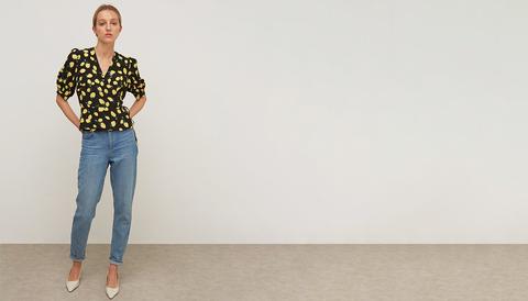 Black And Yellow Lemon Fenn Wrap Top