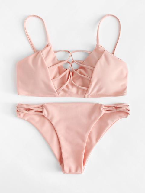 Criss Cross Plain Bikini Set