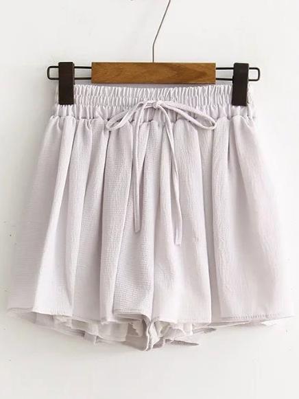 Shorts De Chifón Con Cordón - Gris