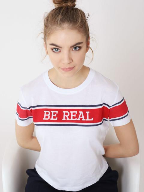 T-shirt "be Real" Bianco