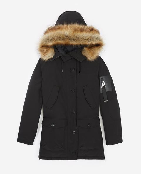 Parka Nylon Longue Noire Capuche