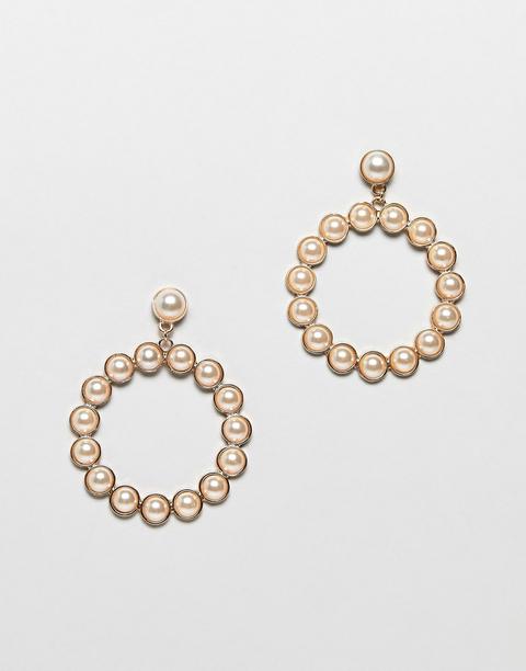 Stradivarius Pearl Embellished Earrings - Gold