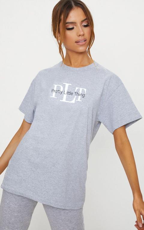 T-shirt Oversized Gris À Slogan Prettylittlething, Gris