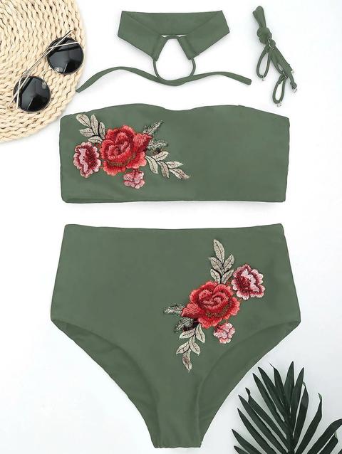 Bikini Floreali Applique Bikini Ad Altezze