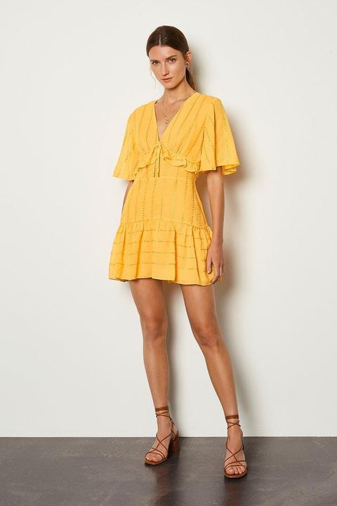 Karen Millen Ruffle Tie Front Dress, Mango