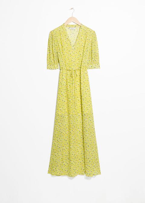 Floral Maxi Wrap Dress - Yellow