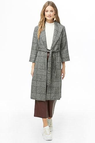 plaid wrap coat