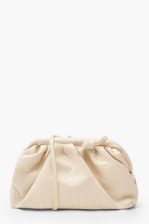 Sac Pochette Oversize Souple En Ou Croco - Blanc Cassé - One Size, Blanc Cassé