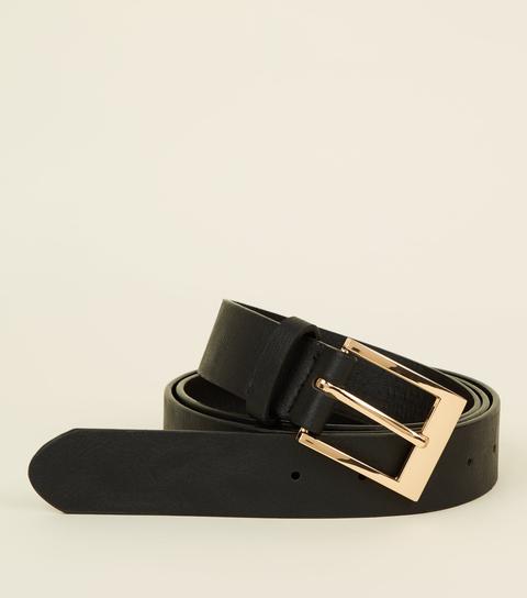 Curves Black Leather-look Belt New Look