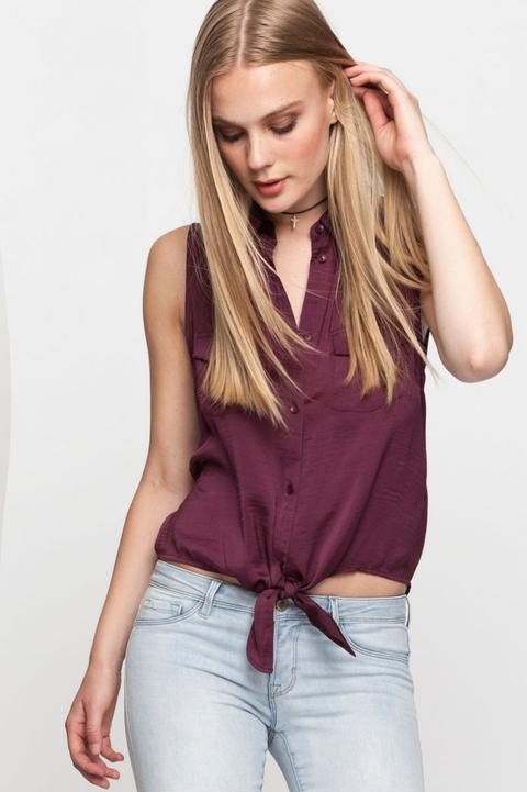 Camicia Bordeaux Senza Maniche