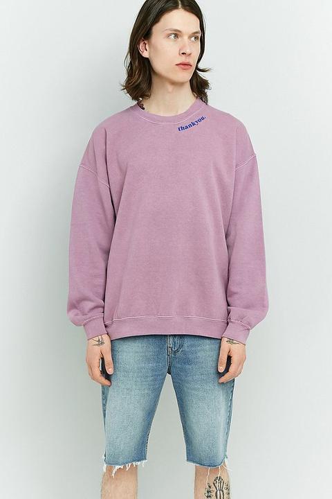 Uo Have A Nice Day Pink Overdye Crewneck Sweatshirt