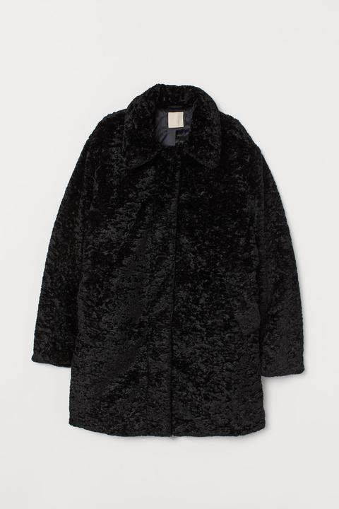 Faux Fur Jacket - Black