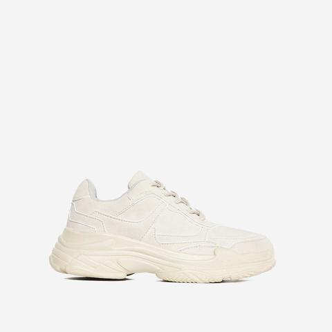 Blend Chunky Trainer In Nude Faux Suede, Nude