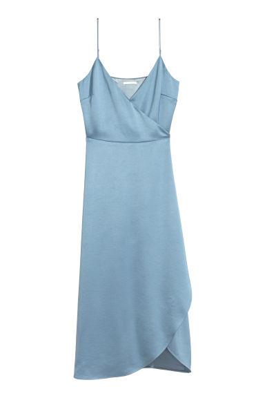 H & M - Abito Incrociato In Satin - Blu