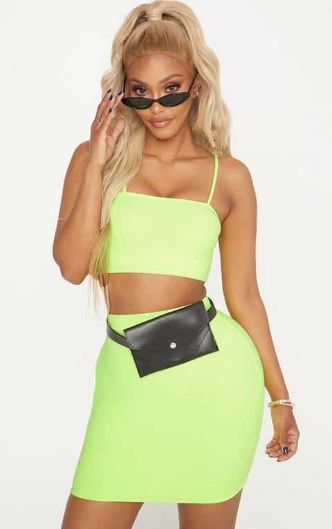 Shape Neon Yellow Strappy Crop Top, Neon Yellow