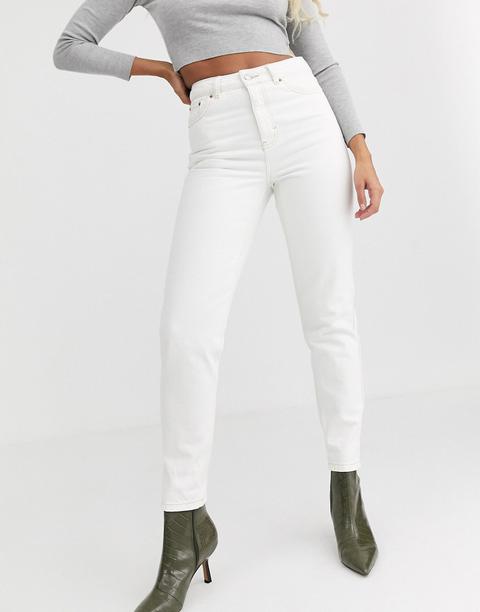 Topshop Mom Jeans In Off White