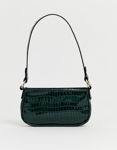 Bolso De Hombro Efecto Cocodrilo Estilo Años 90 De Asos Design-verde