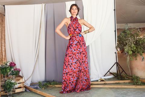 Vestido Ludmila Satén Estampado Manchas