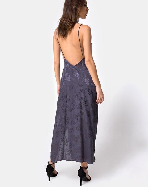 Hime Maxi Dress In Satin Grey Rose from ...