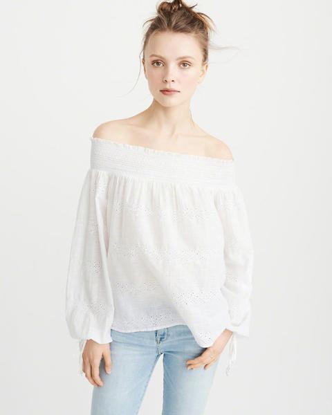 Embroidered Off-the-shoulder Top