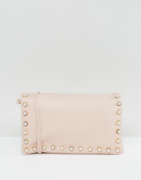 Bolso Bandolera De Efecto Cuero Con Perlas De New Look