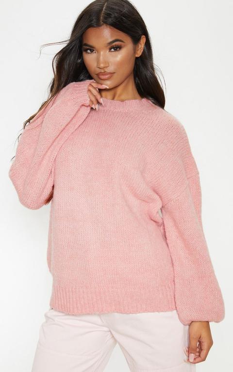 Pink Sponge Yarn Oversized Slouch Jumper