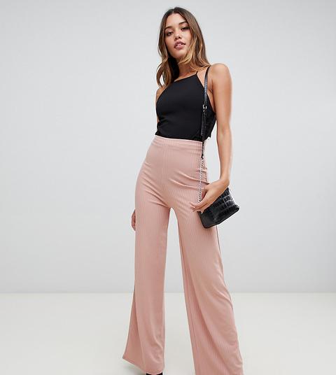 Boohoo - Audaci Pantaloni A Coste Con Fondo Ampio Carne - Beige