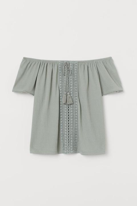 H & M - Camicetta A Spalle Scoperte - Verde