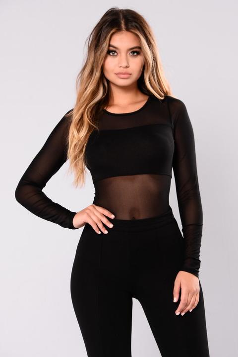 Lena Mesh Bodysuit - Black