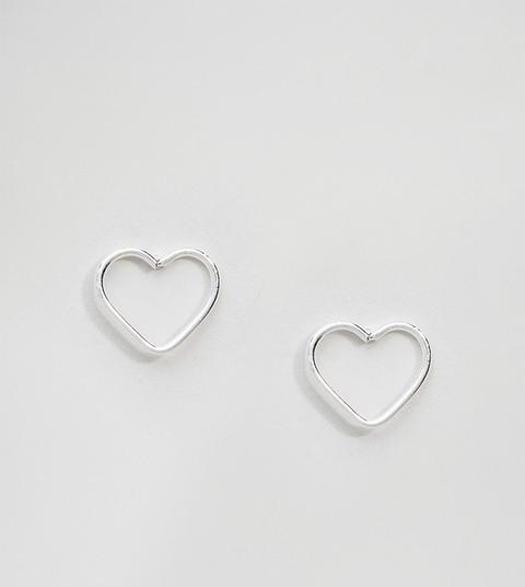 Kingsley Ryan - Orecchini A Bottone In Argento Sterling Con Profilo A Forma Di Cuore - Argento