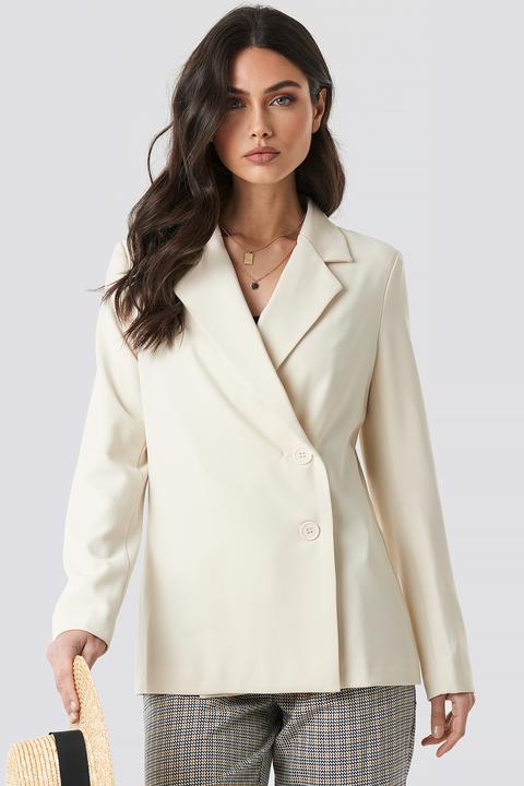 Na-kd Classic Wrap Front Blazer - White