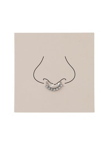 Womens Rhinestone Septum Nose Ring, Silver Colour