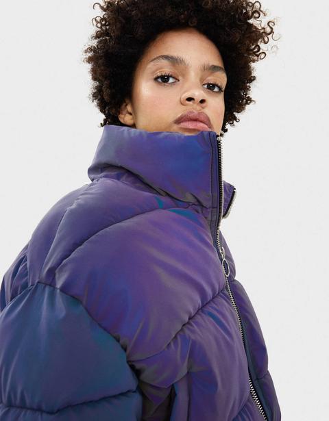 Bershka reflective windbreaker jacket in purple