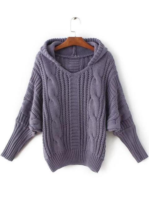 Jersey Con Capucha De Punto Trenzado - Violeta