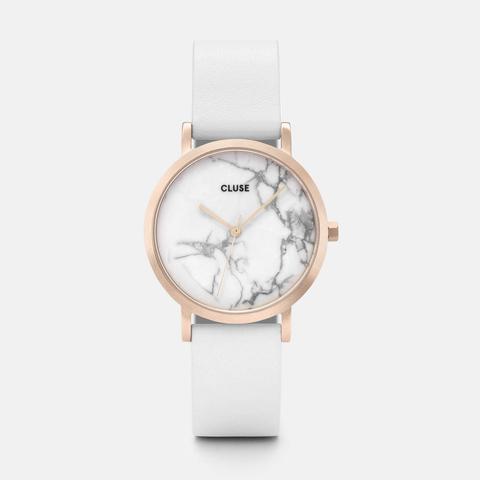 La Roche Petite Leather White Marble, Rose Gold Colour