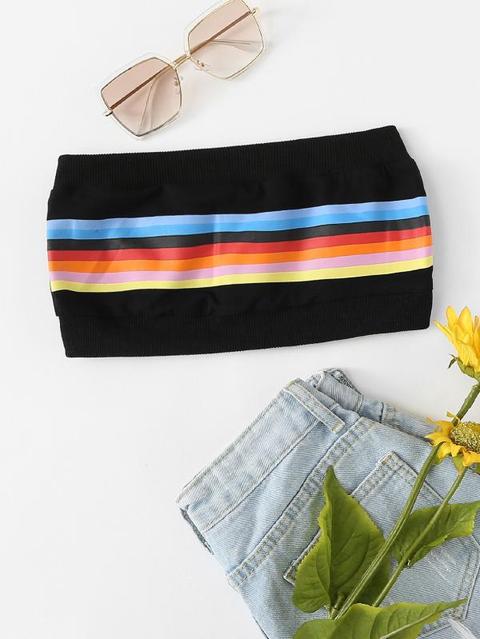 Top Bandeau De Rayas En Contraste