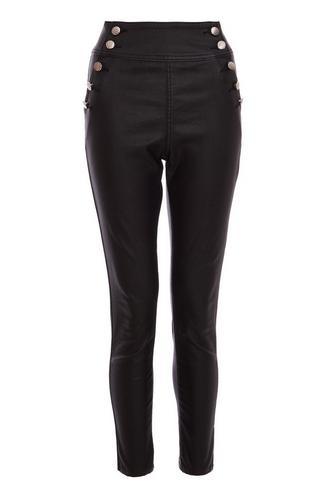 quiz black high waisted skinny trousers
