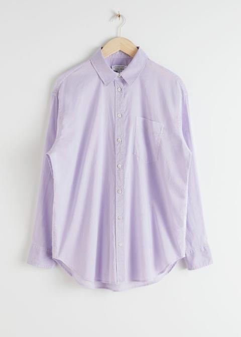 Oversized Button Up Shirt - Purple