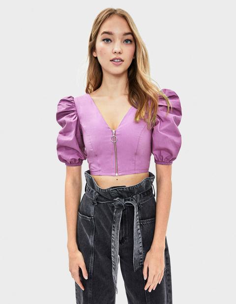 Blusa Con Manga Volumen De Popelín