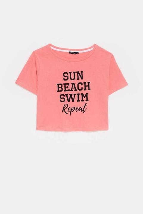 T-shirt Crop Con Scritta