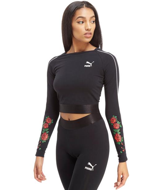 Puma Floral Crop Top A Manica Lunga Donna