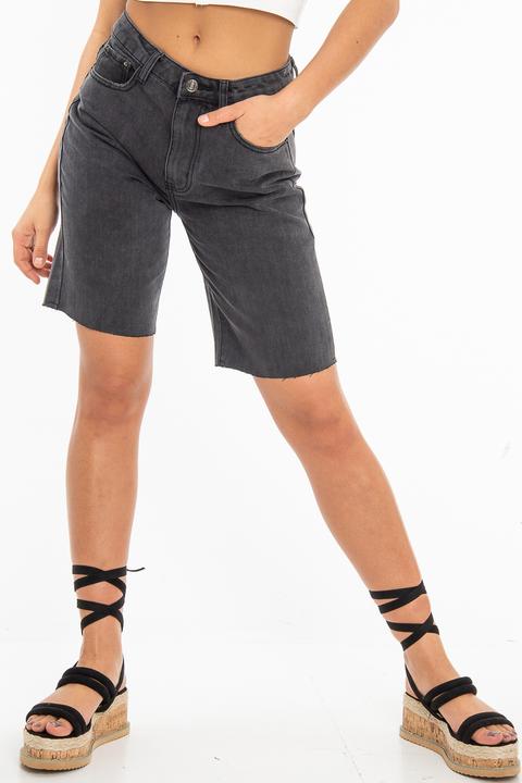 topshop longline denim shorts