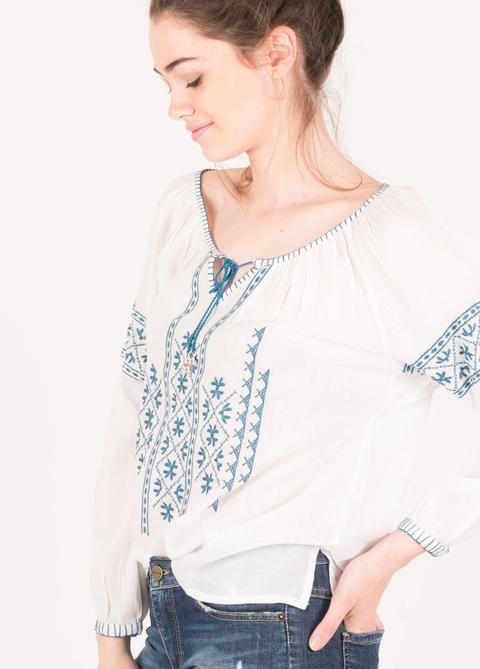 Blusa Manga Larga Bordada Patna