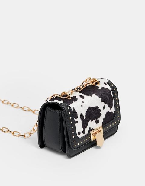 Mini Borsa A Tracolla Con Stampa Animalier Nero