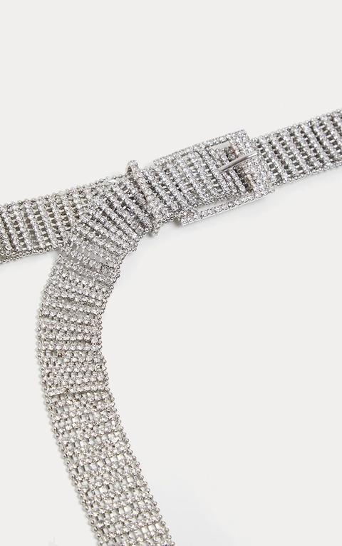 Silver Diamante Chain Link Belt